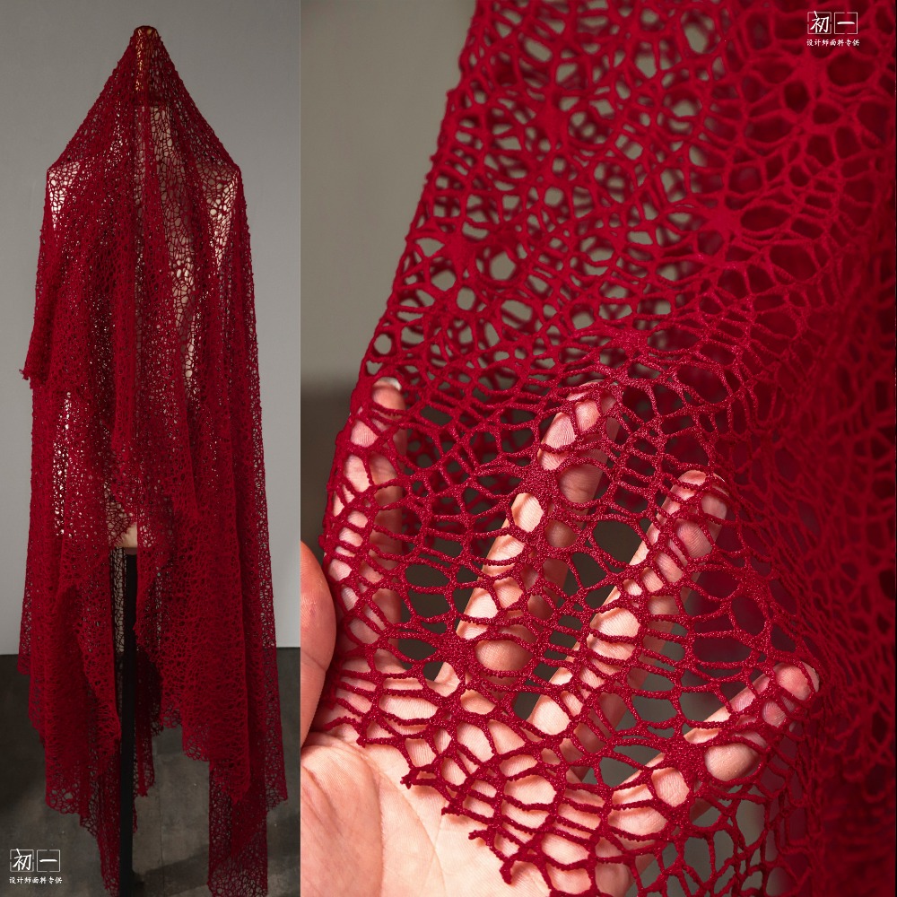 Red Irregular Hollow-out Mesh  - огляд і ціна Crystal Mesh Fabric