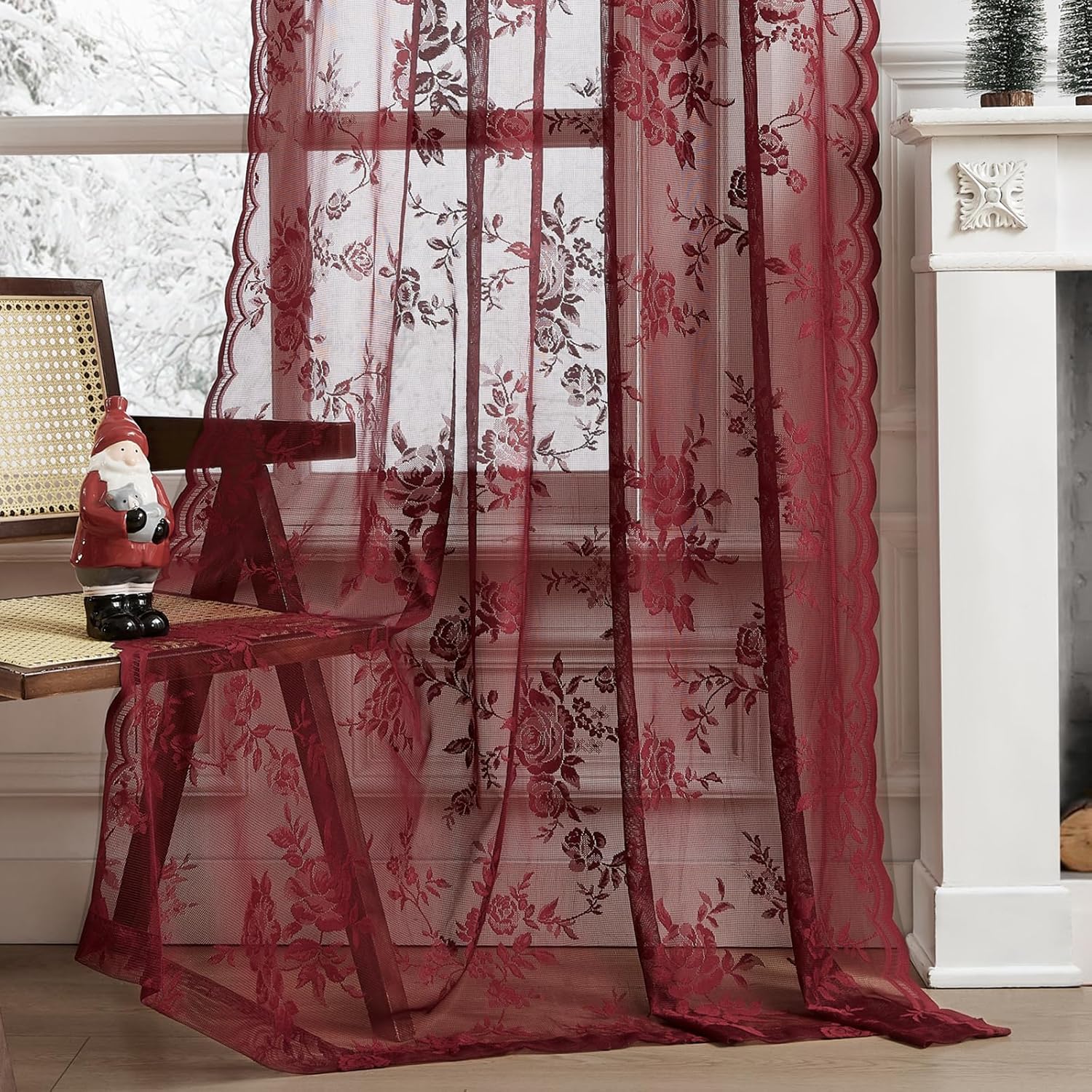 1 PC Burgundy Lace Curtains 45 - огляд і ціна Guipure Lace Panel